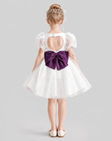 Grape Organza A-line Flower Girl Dress Back View