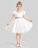 Wisteria organza A-line flower girl dress Front View