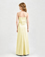 Daffodil Satin A-line Junior Bridesmaid Dress Back View