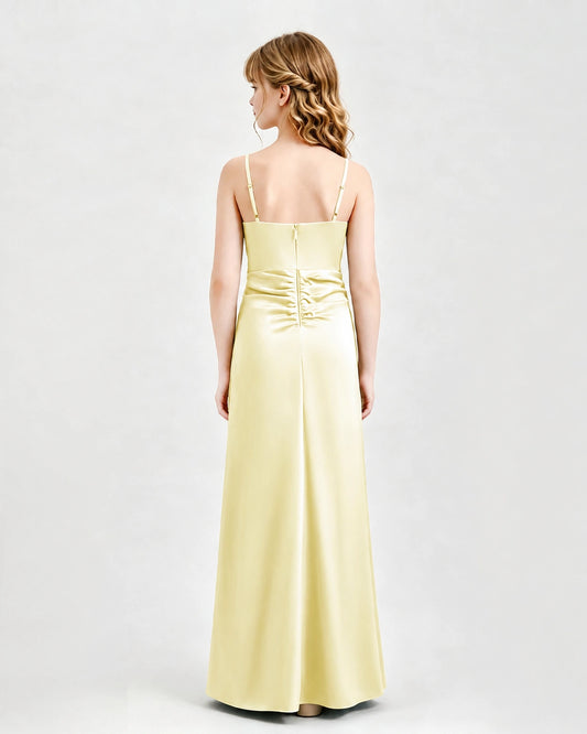 Daffodil Satin A-line Junior Bridesmaid Dress Back View