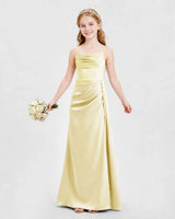Daffodil Satin A-line Junior Bridesmaid Dress Front View