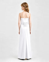 White Satin A-line Junior Bridesmaid Dress Back View