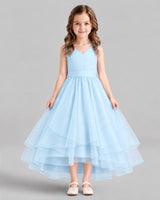 Baby Blue Ball Gown Flower Girl Dresses Front