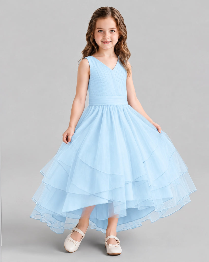 Baby Blue Ball Gown Flower Girl Dresses Side
