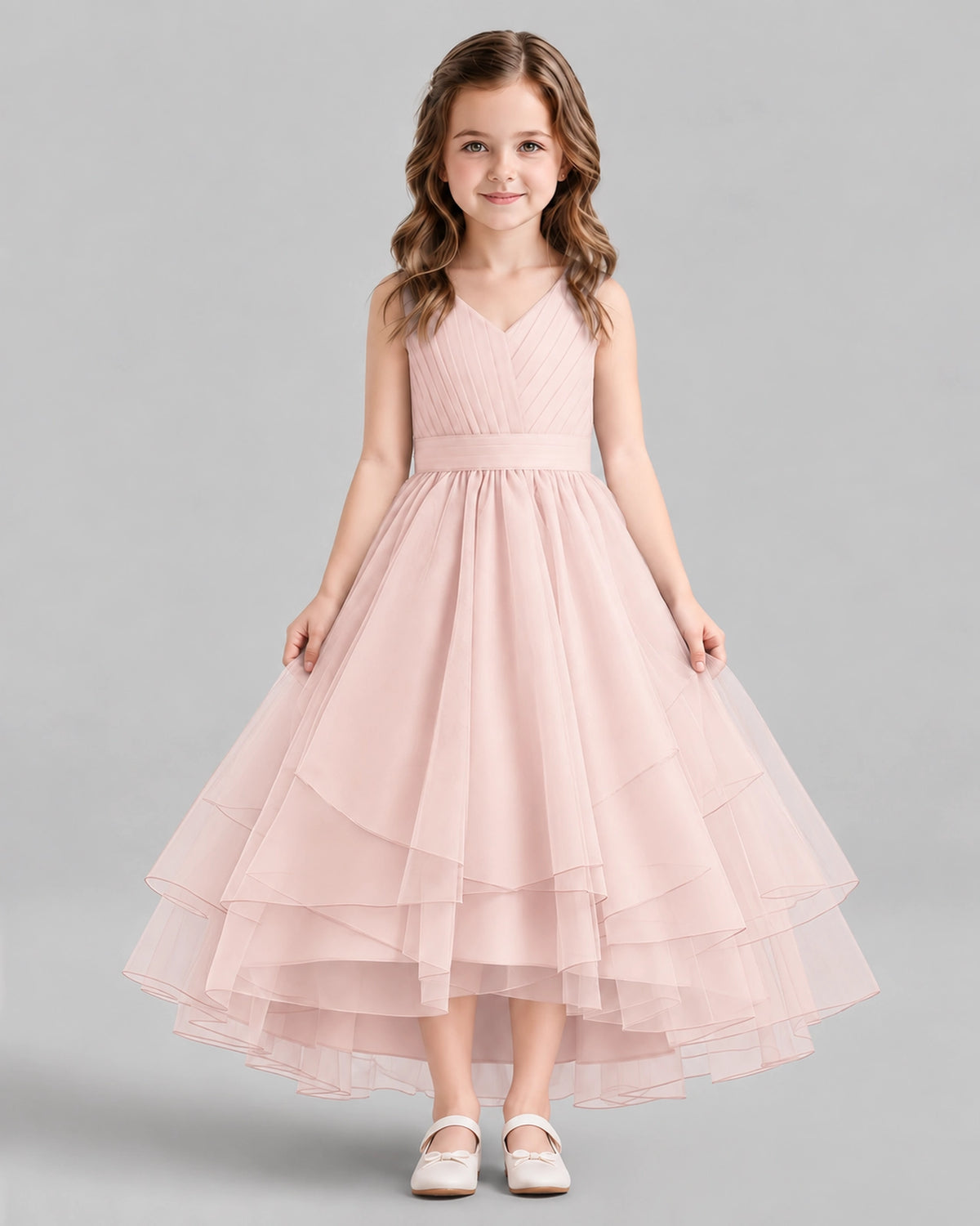 Blush Pink Ball Gown Flower Girl Dresses Front
