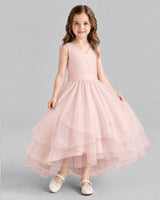 Blush Pink Ball Gown Flower Girl Dresses Side