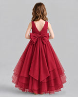 Burgundy Ball Gown Flower Girl Dresses Back