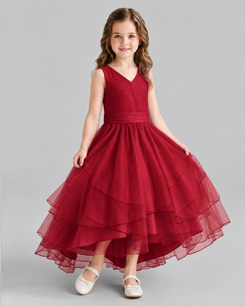 Burgundy Ball Gown Flower Girl Dresses Side