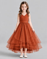 Burnt Orange Ball Gown Flower Girl Dresses Front