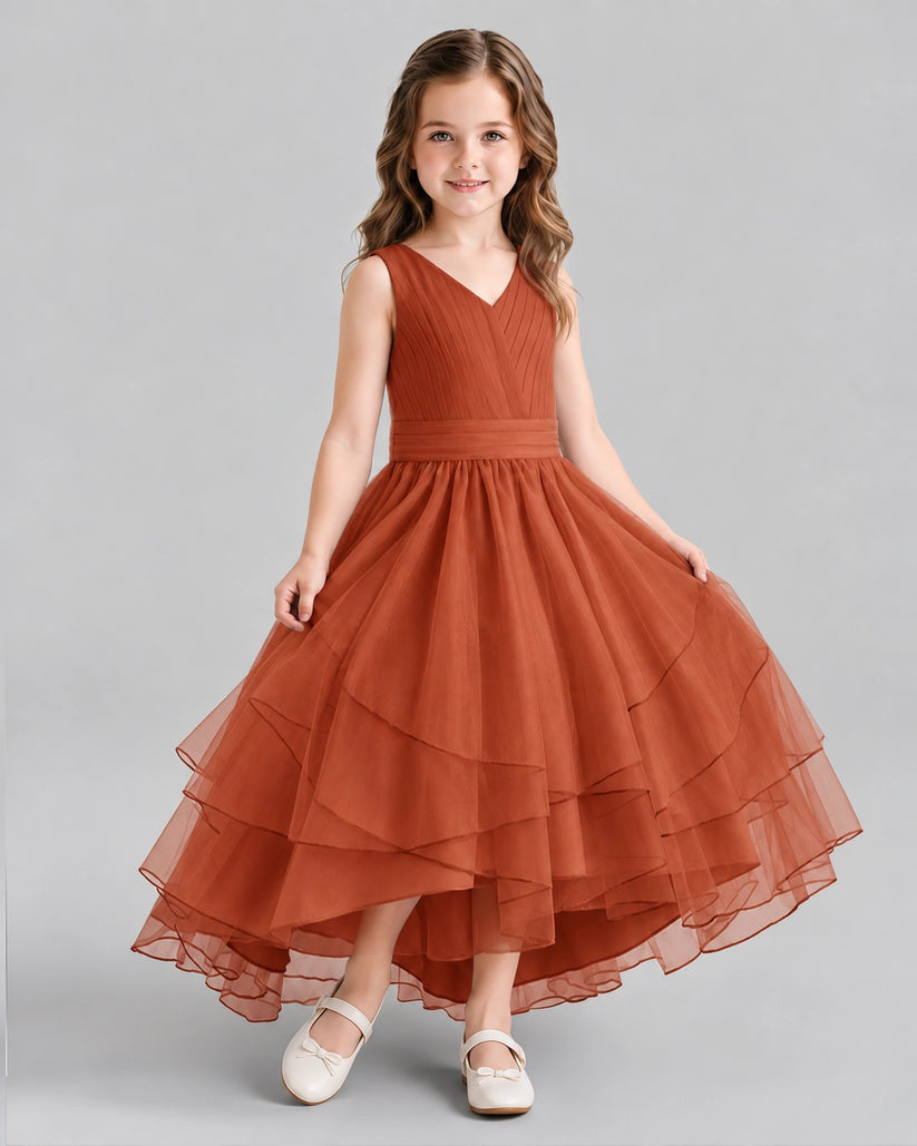 Burnt Orange Ball Gown Flower Girl Dresses Side
