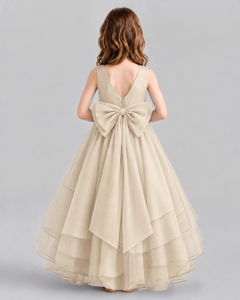 Champagne Ball Gown Flower Girl Dresses Back
