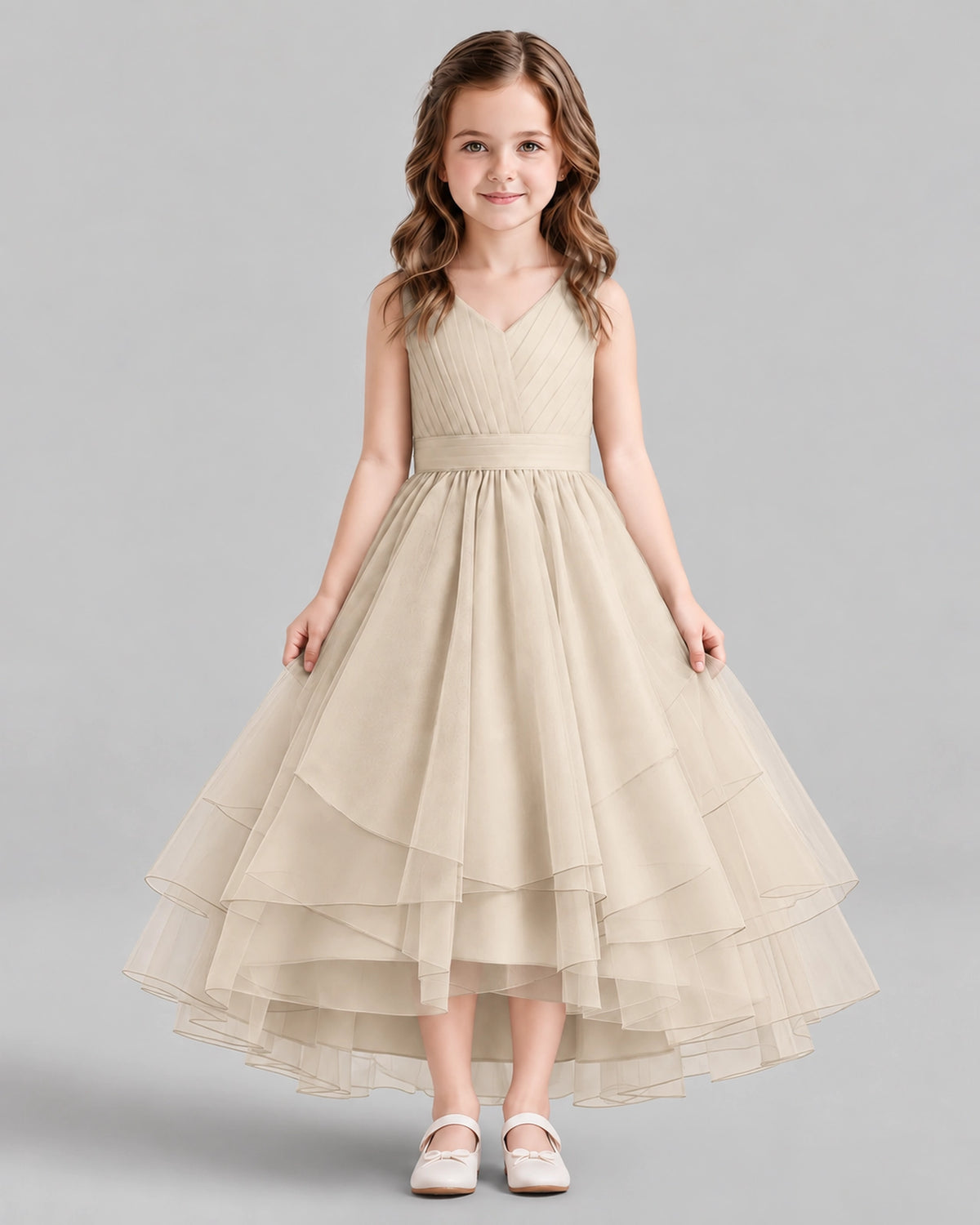 Champagne Ball Gown Flower Girl Dresses Front