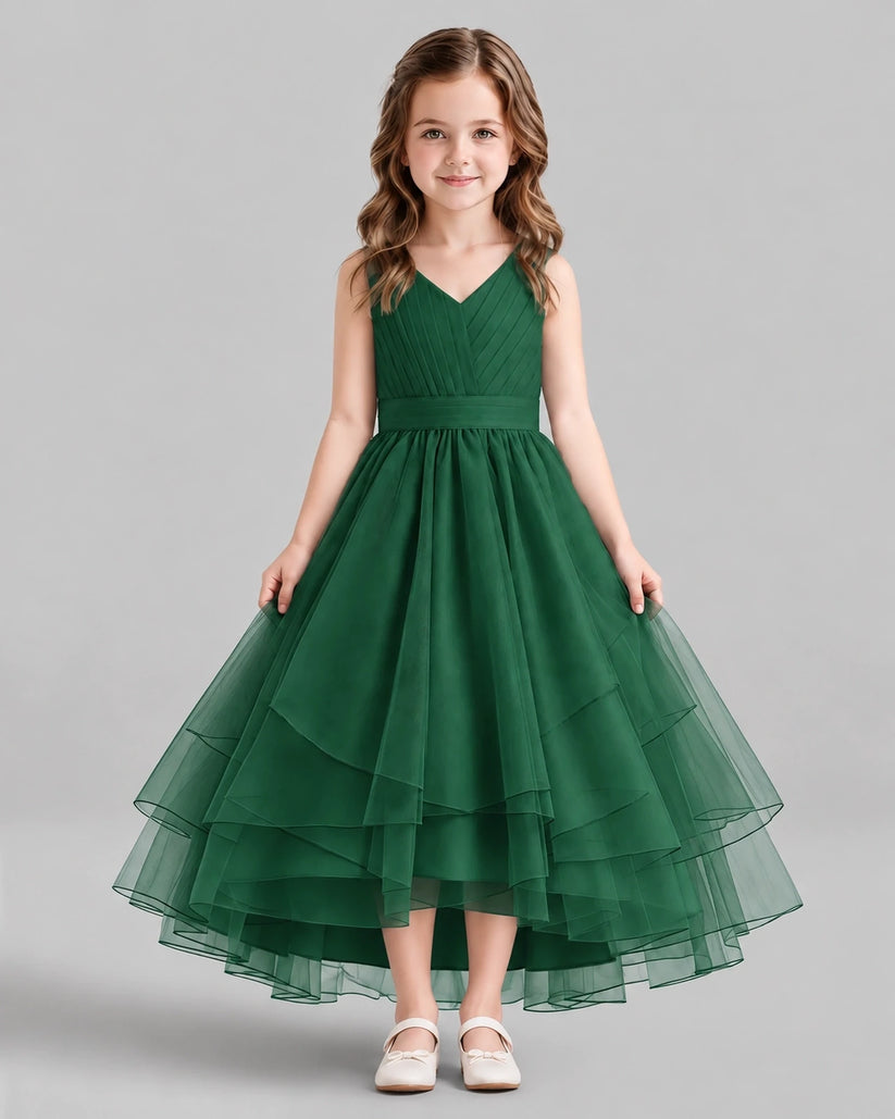 Dark Green Ball Gown Flower Girl Dresses Front