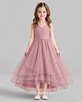 Dusty Rose Ball Gown Flower Girl Dresses Front