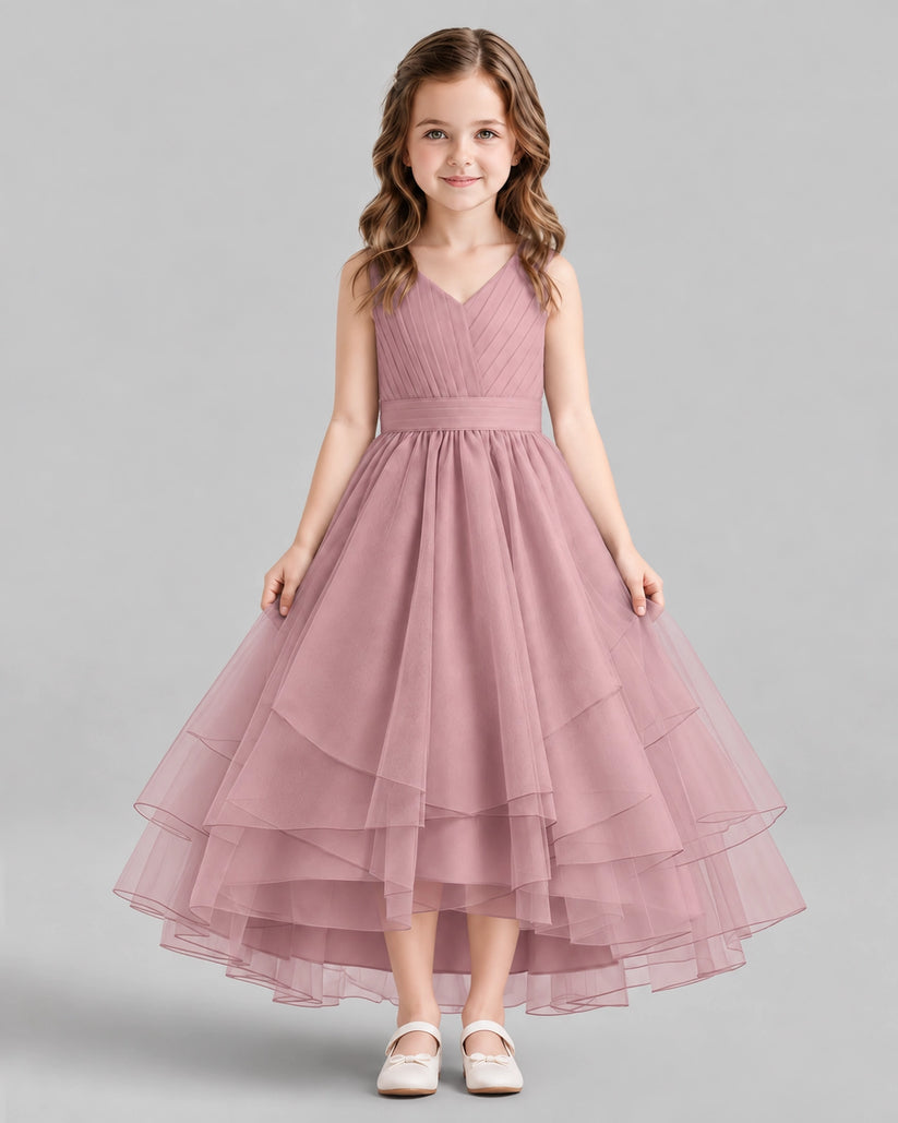Dusty Rose Ball Gown Flower Girl Dresses Front