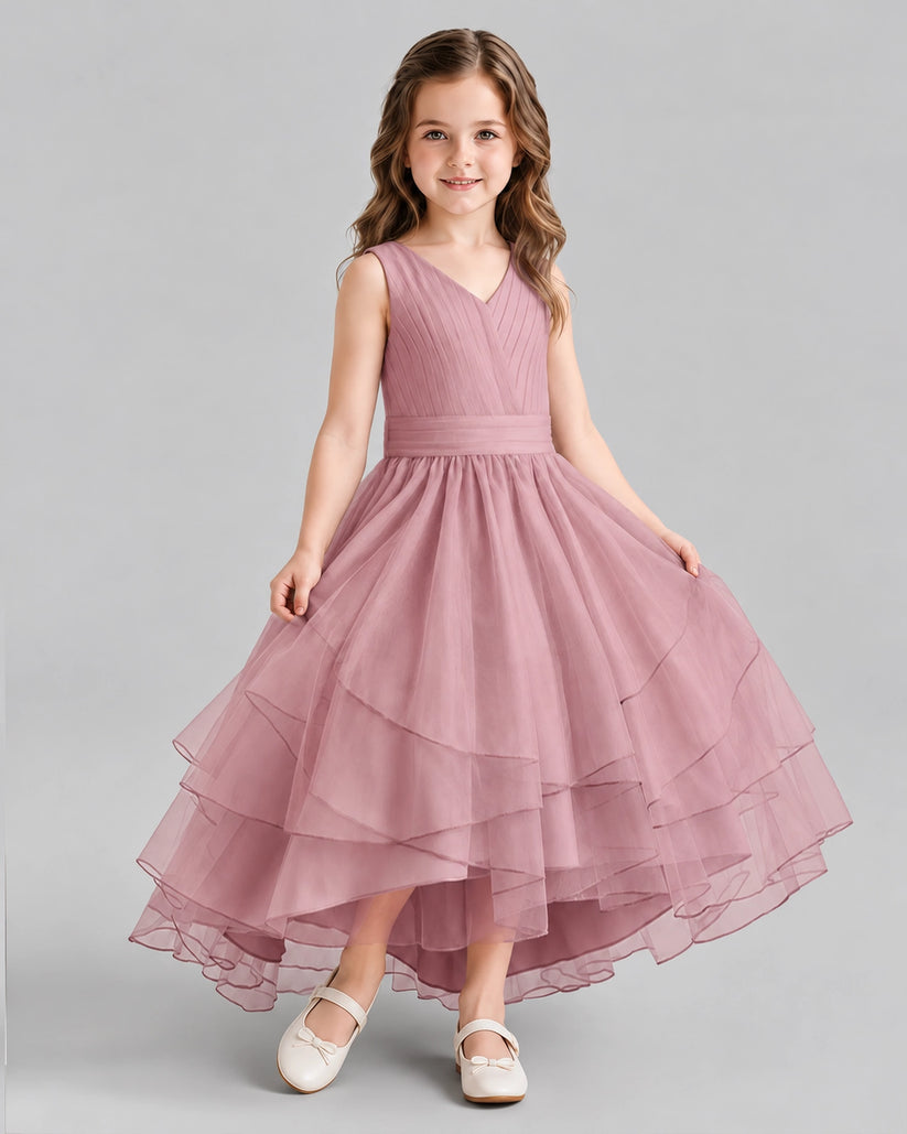 Dusty Rose Ball Gown Flower Girl Dresses Side