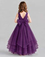 Grape Ball Gown Flower Girl Dresses Back