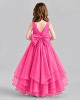 Hot Pink Ball Gown Flower Girl Dresses Back