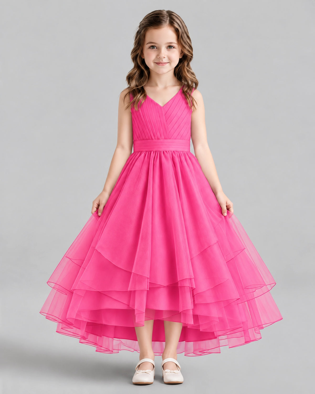 Hot Pink Ball Gown Flower Girl Dresses Front