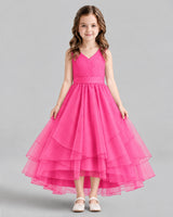 Hot Pink Ball Gown Flower Girl Dresses Front