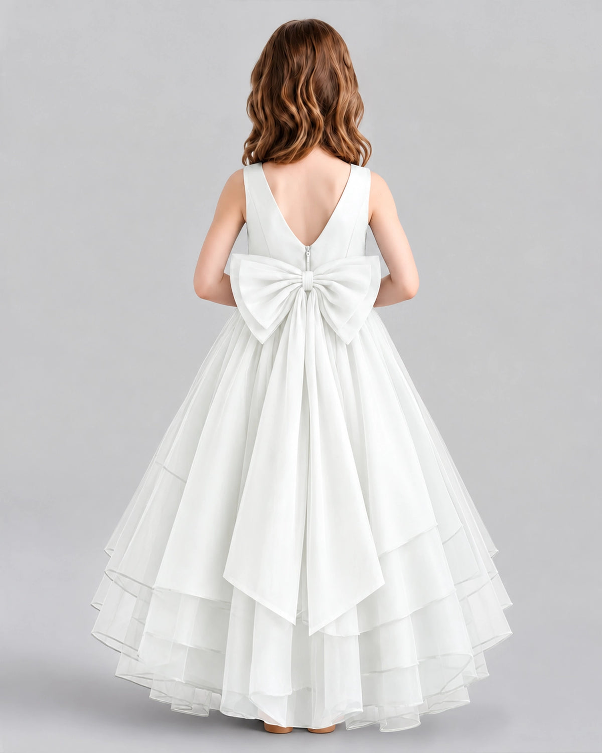 Ivory Ball Gown Flower Girl Dresses Back