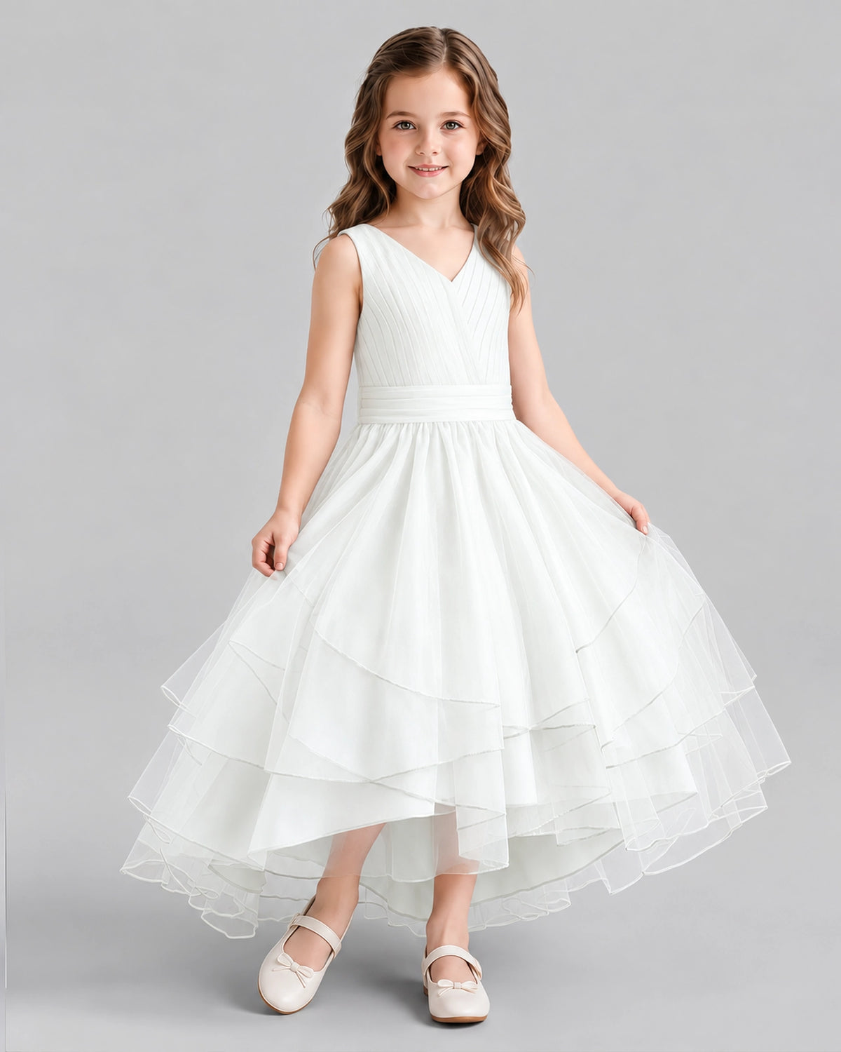 Ivory Ball Gown Flower Girl Dresses Side