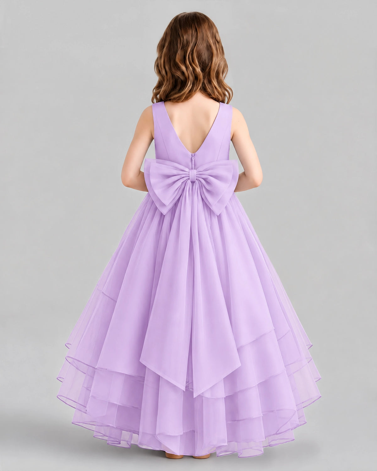 Lilac Ball Gown Flower Girl Dresses Back