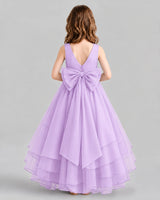 Lilac Ball Gown Flower Girl Dresses Back