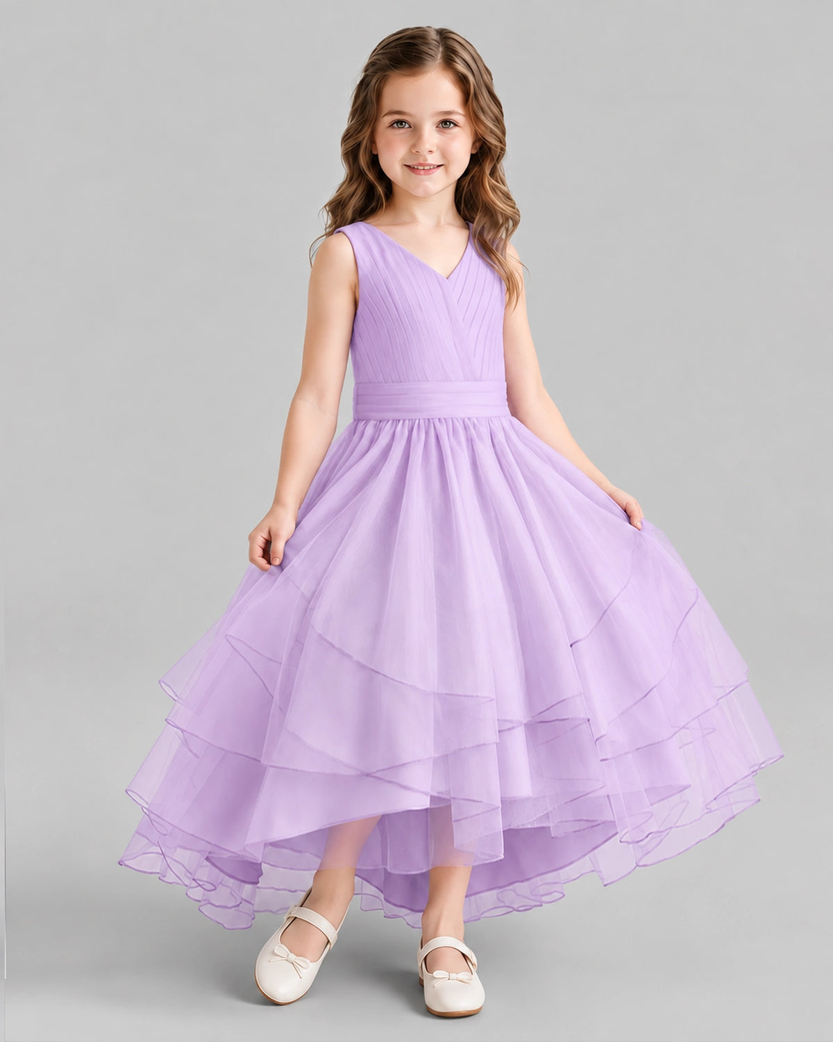 Lilac Ball Gown Flower Girl Dresses Side