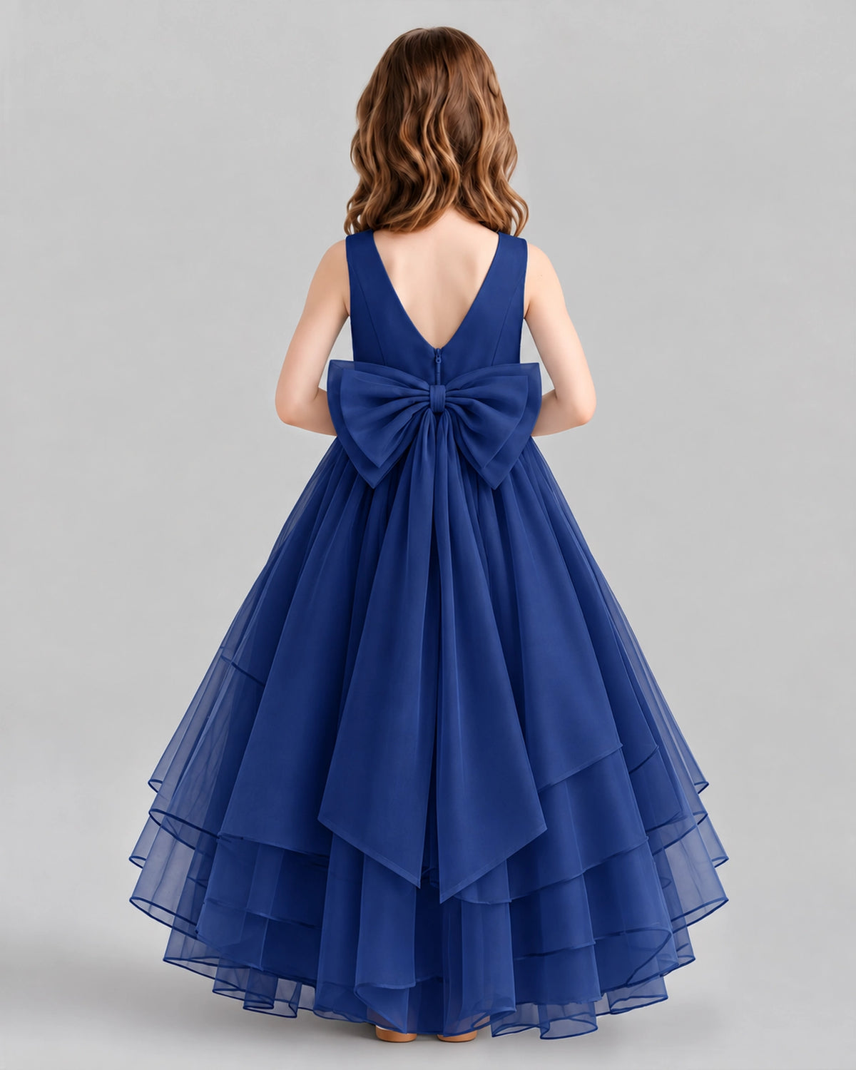 Navy Blue Ball Gown Flower Girl Dresses Back