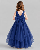 Navy Blue Ball Gown Flower Girl Dresses Back