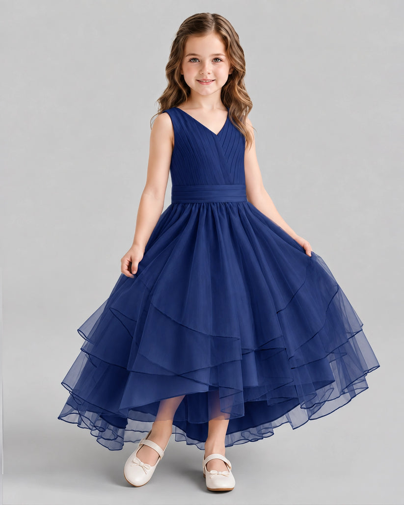 Navy Blue Ball Gown Flower Girl Dresses Side