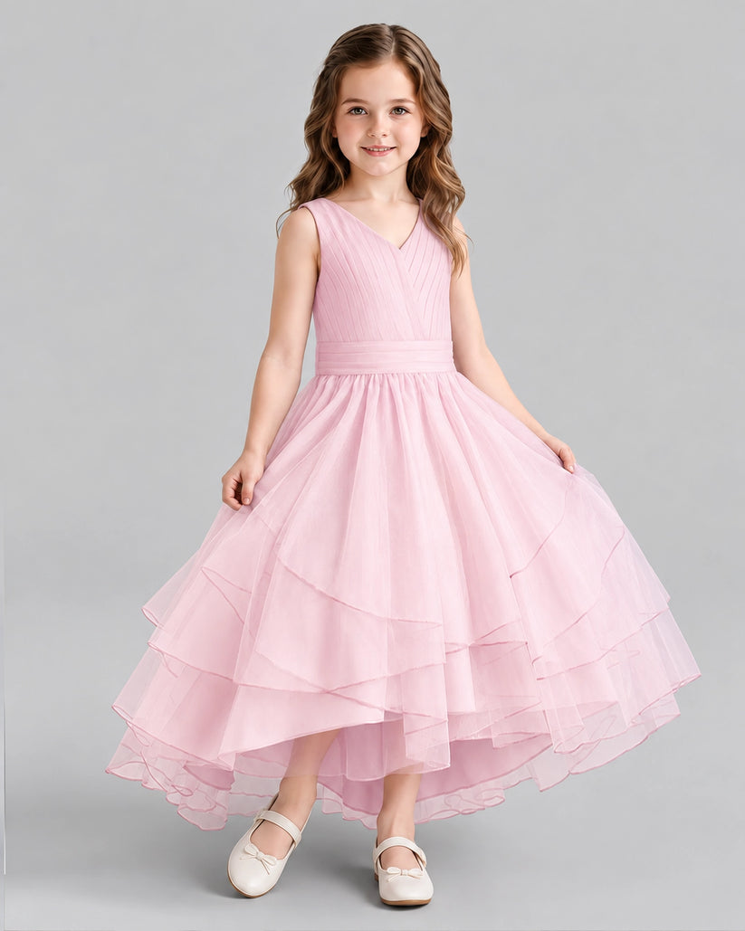 Pink Ball Gown Flower Girl Dresses Side