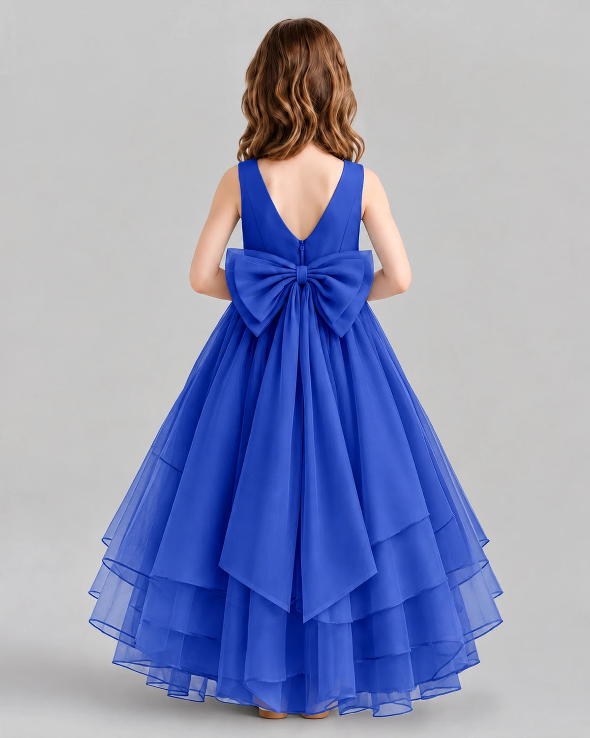 Royal Blue Ball Gown Flower Girl Dresses Back