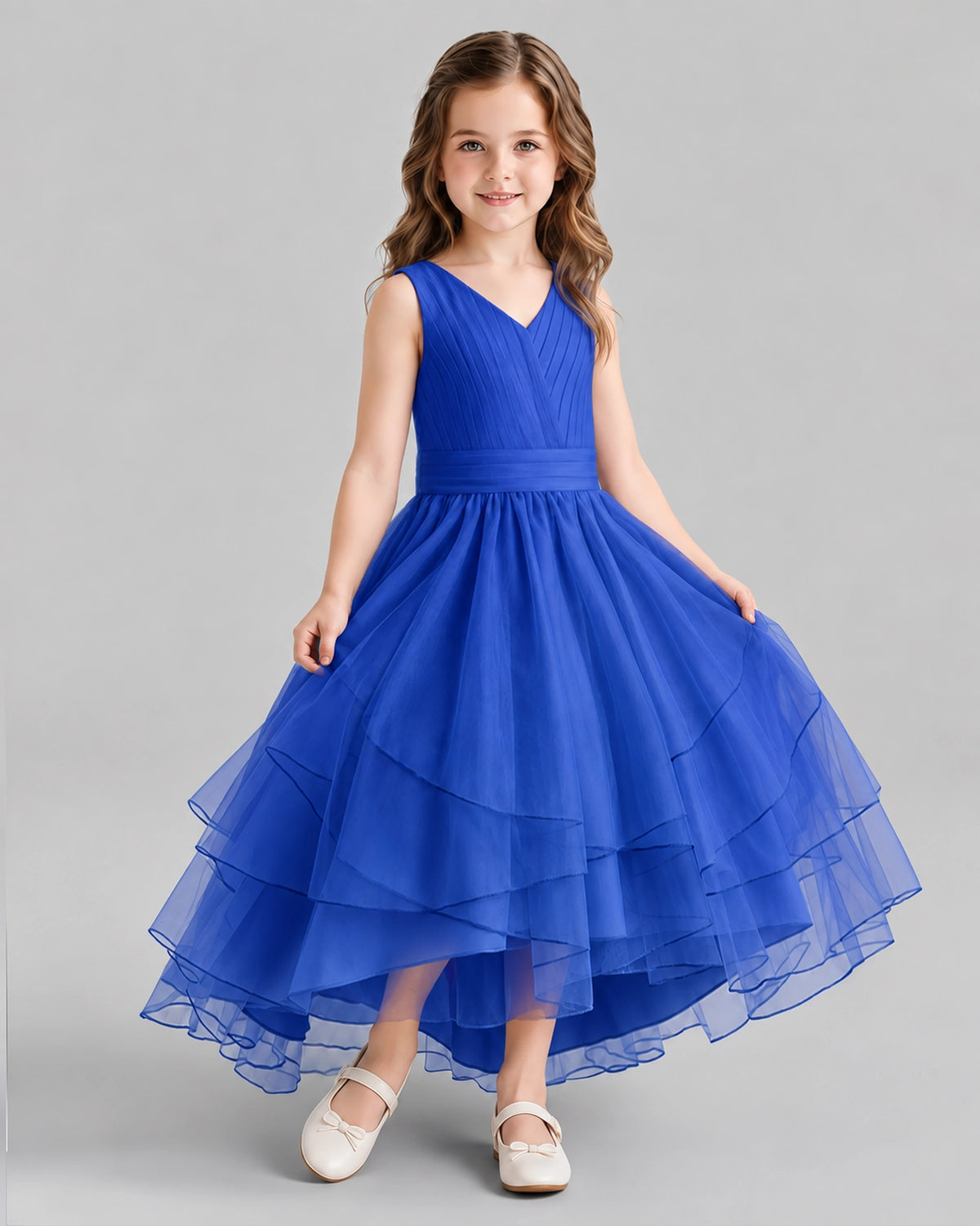 Royal Blue Ball Gown Flower Girl Dresses Side