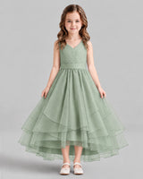 Sage Green Ball Gown Flower Girl Dresses Front