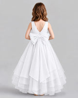 White Ball Gown Flower Girl Dresses Back