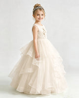 Champagne Tulle Ball Gown Pageant Dress Side View
