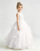 Ivory Tulle Ball Gown Pageant Dress Side View
