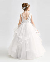 Ivory Tulle Ball Gown Pageant Dress Back View