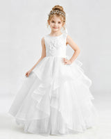 White Tulle Ball Gown Pageant Dress Front View