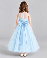 Baby Blue Ball Gown Flower Girl Dresses Back