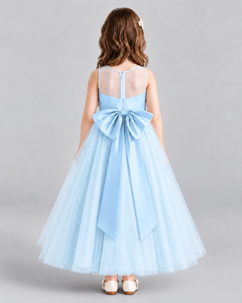 Baby Blue Ball Gown Flower Girl Dresses Back