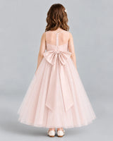 Blush Pink Ball Gown Flower Girl Dresses Back