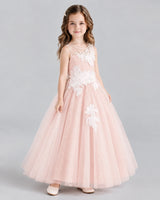 Blush Pink Ball Gown Flower Girl Dresses Side