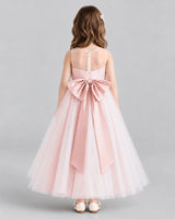 Pink Ball Gown Flower Girl Dresses Back