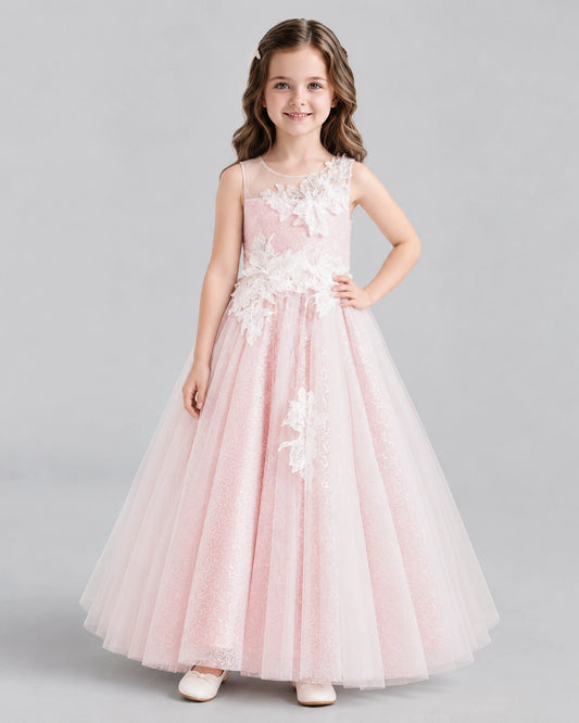 Pink Ball Gown Flower Girl Dresses Front
