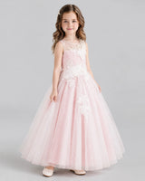 Pink Ball Gown Flower Girl Dresses Side