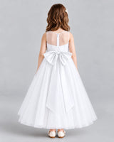 White Ball Gown Flower Girl Dresses Back