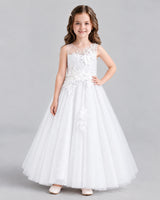 White Ball Gown Flower Girl Dresses Front
